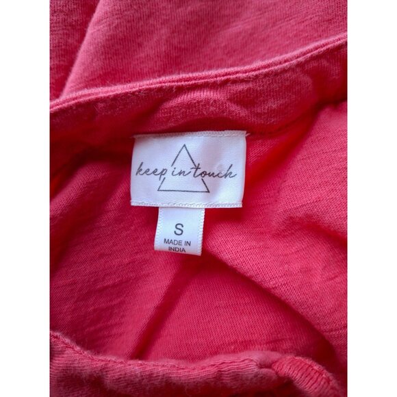 Keep In Touch Halter Top S Coral Sleeveless Embroidered Floral Cotton Boho Chic - Picture 3 of 7